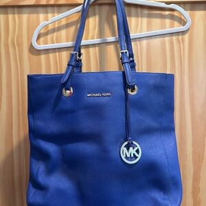 Michael Kors Blue Saffiano Leather Tote Bag